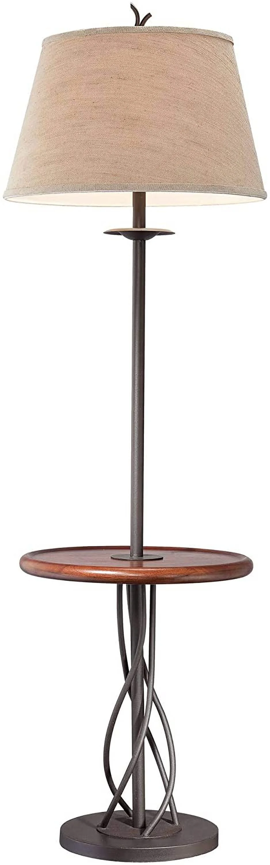RUNFAYBIU Rustic Farmhouse Country Cottage Floor Lamp with Tray End Table 63.5"