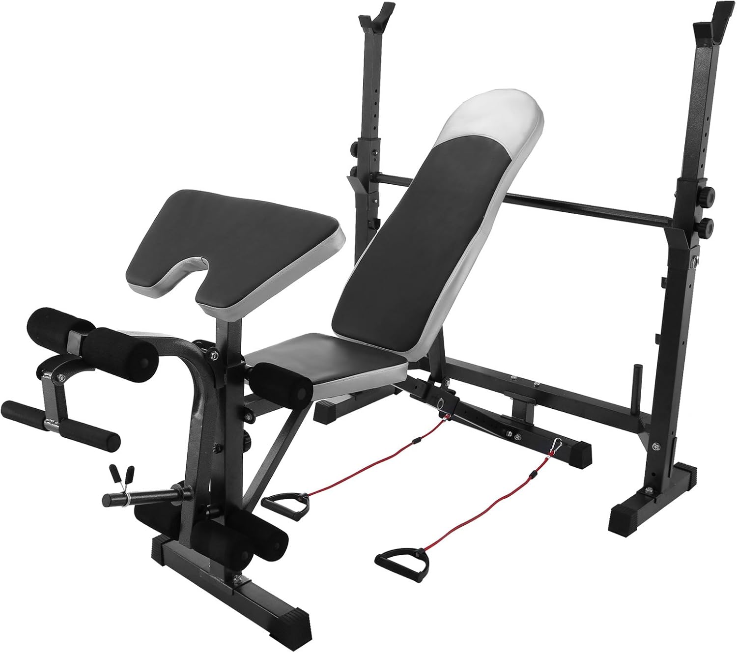 Happybuy Weight Bench 660LBS Weight Lifting Bench Weight Bench Adjustable Exercise Bench for Indoor Use Weight Bench Set with Leg Developer Workout