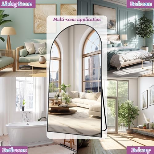 Full Length Mirror, 76"x34" Arched Floor Mirror Freestanding, Floor Standing Full Body Mirror with Stand for Bedroom
