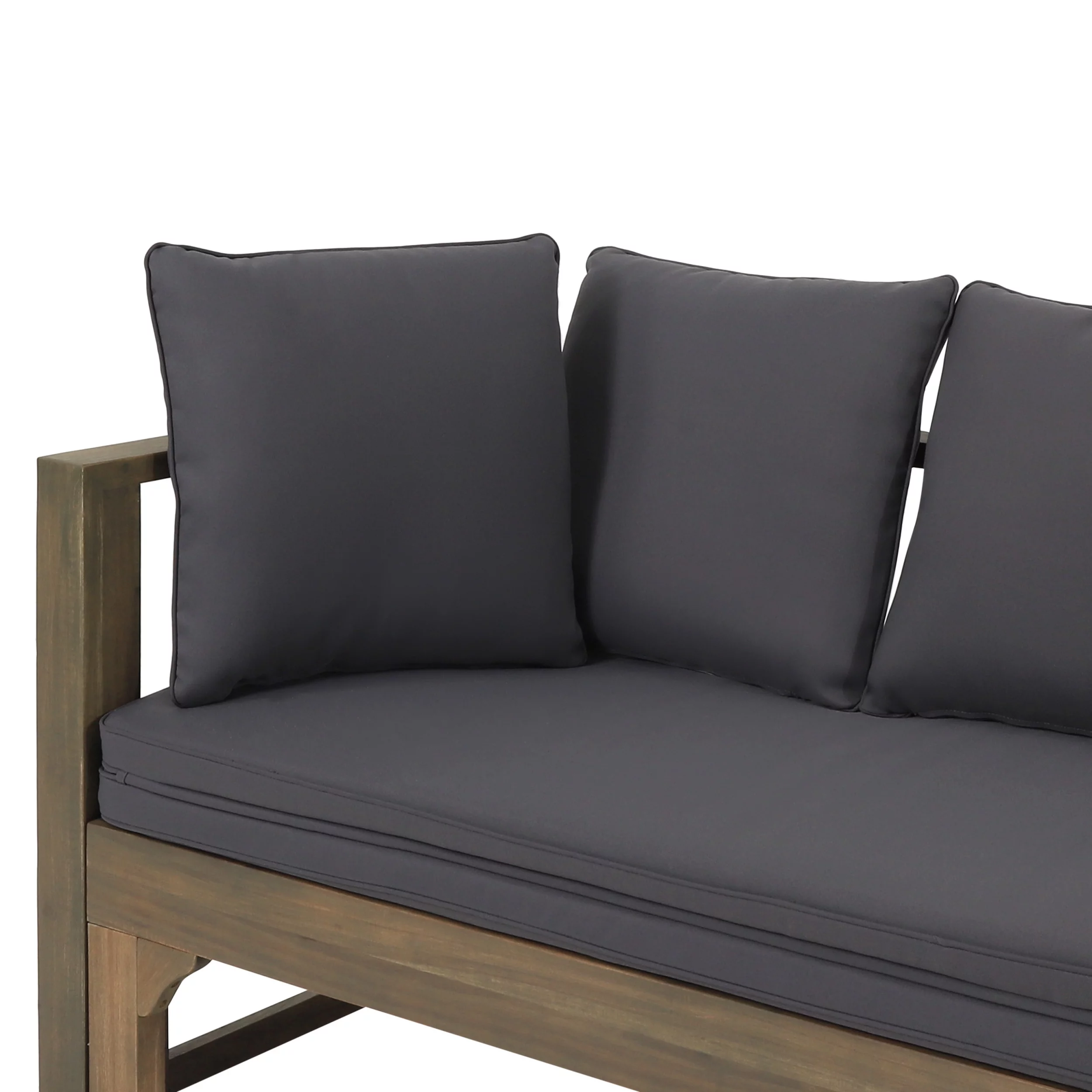 Reyes Acacia Wood Outdoor Extendable Daybed Sofa, Gray and Dark Gray