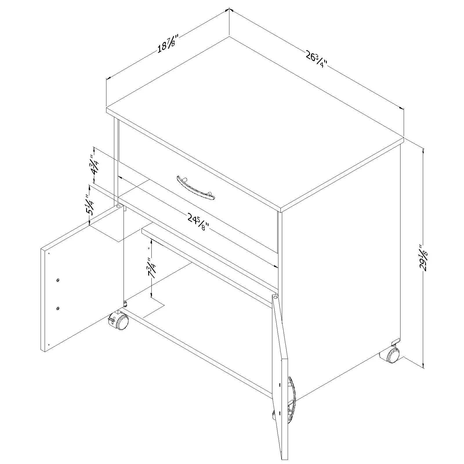 South Shore Axess Printer Cart in Royal Cherry