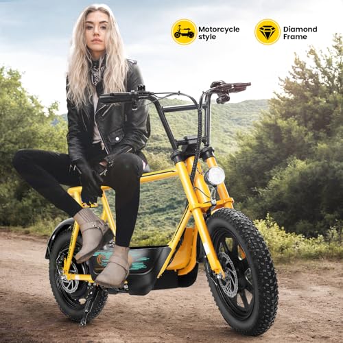 Caroma Peak 500W/800W/1200W Electric Scooter with Seat, 16 * 3" Fat Tire Ebike for All-Terrain, Max 15/25/30 Miles Ranges&20MPH