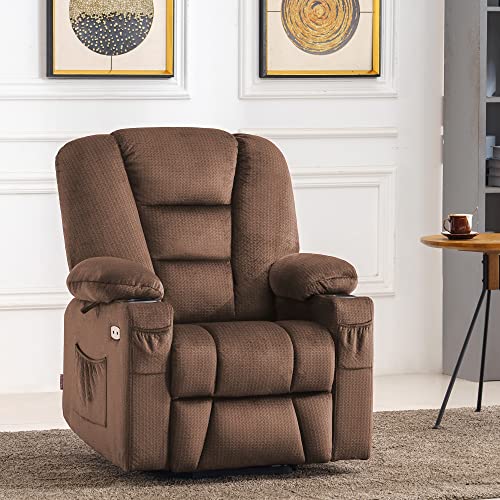 MCombo Small Power Lift Recliner Chair with Massage and Heat for Petite People, Cup Holders, USB Ports, Side Pockets, Fabric 7569 (Small-Regular