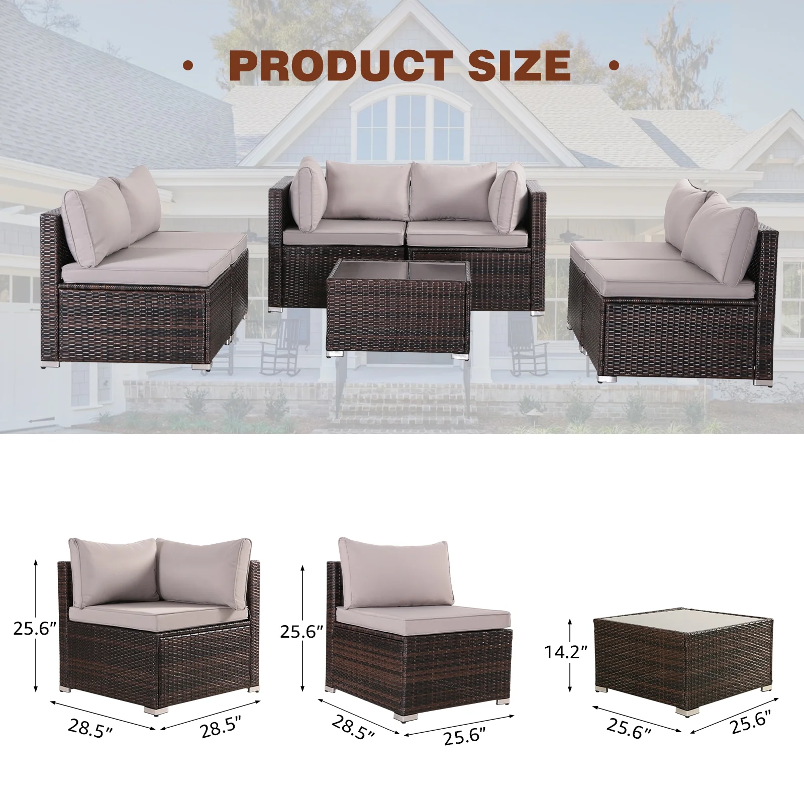 FHFO 7 Pieces Patio Furniture Set,Wicker Outdoor Conversation Set