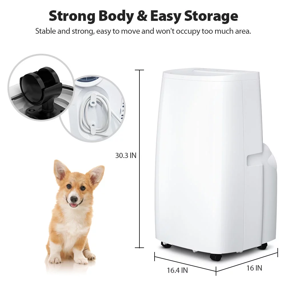 LifePlus Dual Hose Portable Air Conditioners 10200BTU (14000BTU ASHRAE) Indoor Room AC Unit Dehumidifier Air Filter Window Kits Easy Efficient