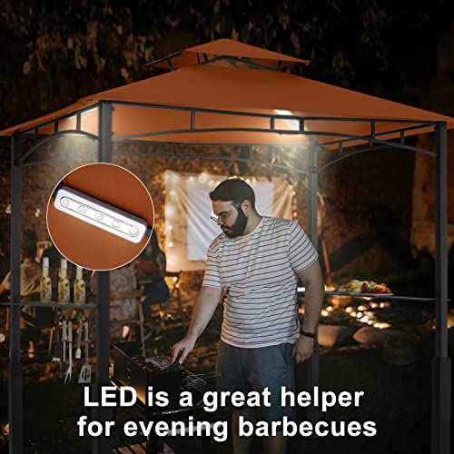 ABCCANOPY 8x5 Grill Gazebo - Outdoor BBQ Canopy Shelter with Led Light for Patio Backyard Grilling (Dark Gray)