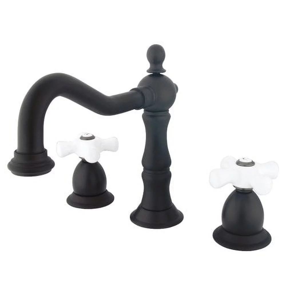 Baltimore Widespread Bathroom Faucet with Double Porcelain Cross Handles, Chrome