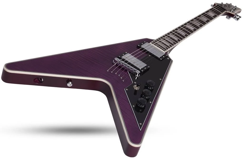 Schecter Guitar Research V-1 Custom Electric Guitar, Transparent Purple
