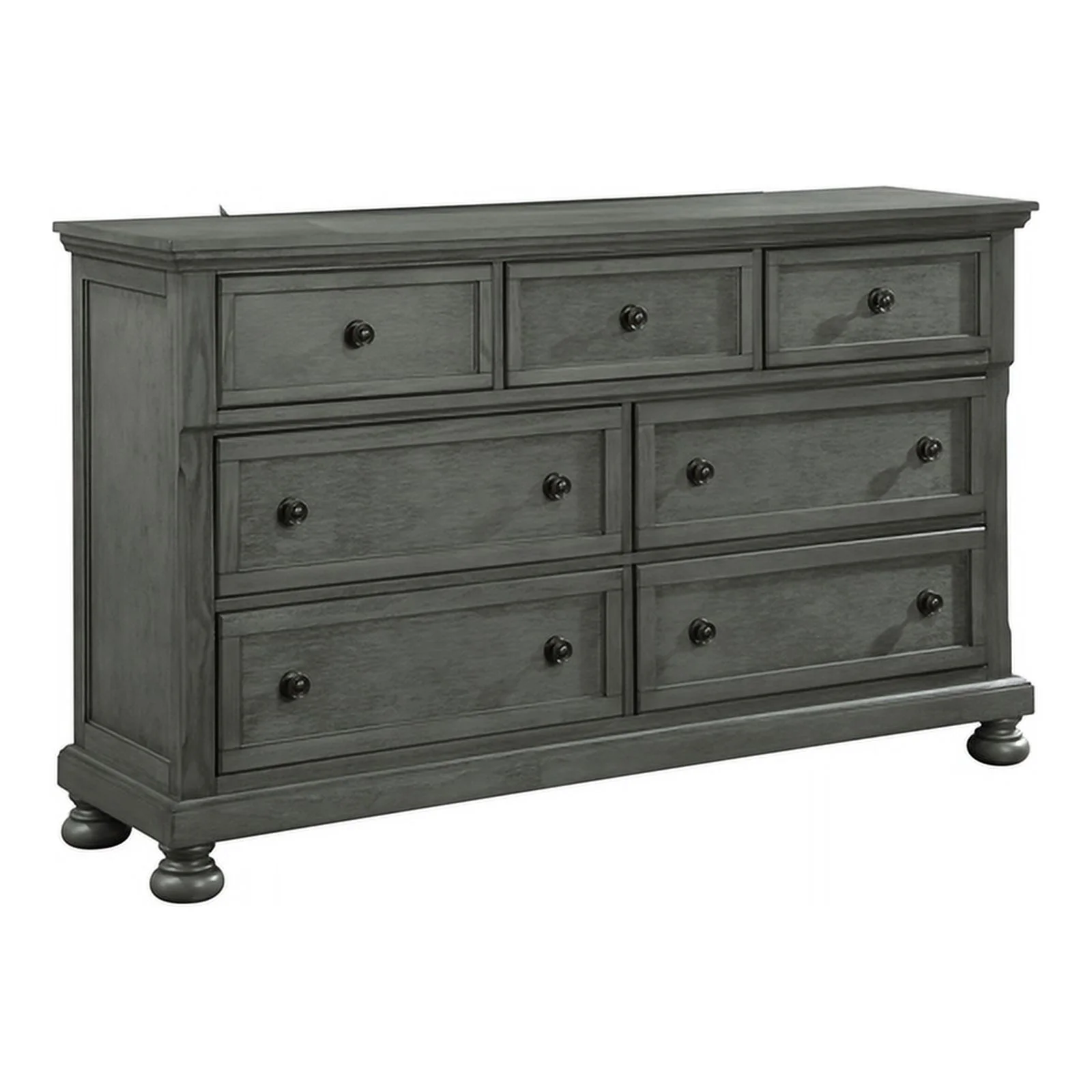 Pemberly Row Modern 5PC King Bedroom Set Made with Wood & Rustic Gray Finish