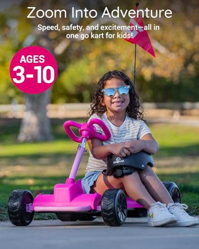 Droyd Zypster Electric Go Kart for Kids, 25V Lithium Ion Battery w/Dual 50W Brushed DC Motor Up to 3-6 Mph, Adjustable Height and Seat