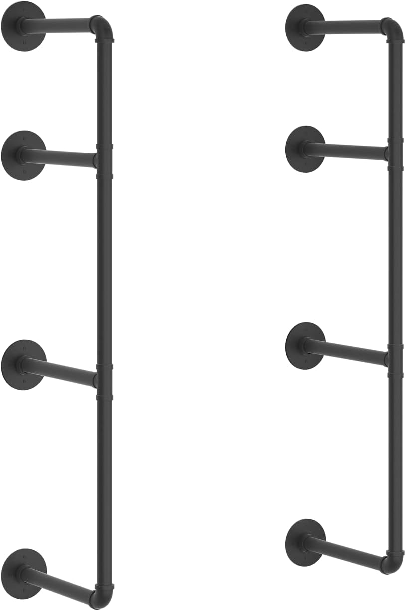 CADMIC Industrial Wall Mount Iron Pipe Shelf for Office Room Kitchen DIY Open Bookshelf Retro Black Storage Shelves Pipe Shelving Hung Bracket (3