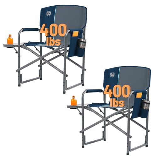 TIMBER RIDGE Folding Rocking Camping Chair, 400lbs Capacity Portable Oversized Outdoor Rocker with Hard Armrests, Cup Holder & Side Pocket