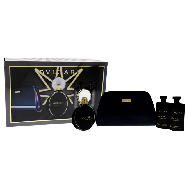 Bvlgari Goldea The Roman Night by Bvlgari for Women - 4 Pc Gift Set 2.5oz EDP Sensual Spray, 2.5oz Perfumed Body Lotion