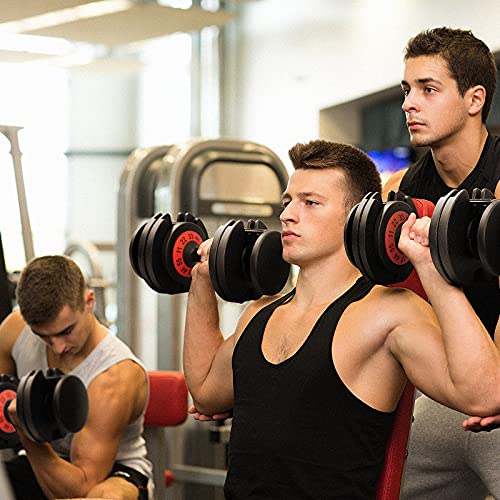 AOTOB 25/55 lbs Dumbbell Set, Anti-Slip Fast Adjust Turning Handle, Adjustable for Men and Women, Pair for Home Gym Exercise