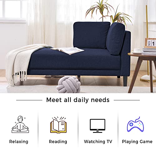 WILLIAMSPACE 65" Chaise Lounge Chair, Mid-Century Modern Fabric Indoor Chaise Corner Lounge Sofa