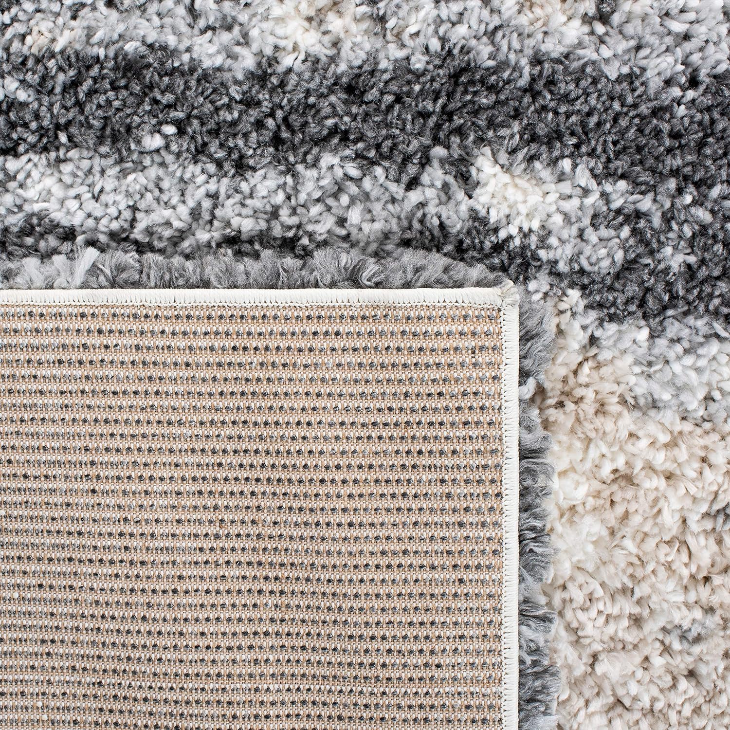 SAFAVIEH Fontana Shag Collection Area Rug - 8' x 10', Grey & Ivory, Modern Design, Non-Shedding & Easy Care