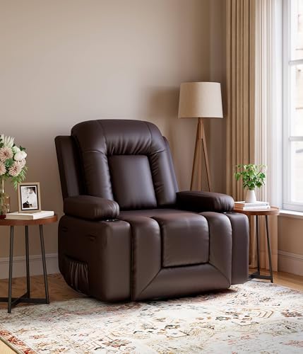 GarveeHome Power Lift Recliner Chair - Heat and Massage, Faux PU Electric Lift Recliner for Elderly & Mobility Impaired, Adjustable Back and Legs