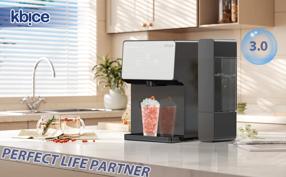 KBICE 3.0 Self Dispensing Countertop Nugget Ice Maker, Crunchy Pebble Ice Maker with Water Tank