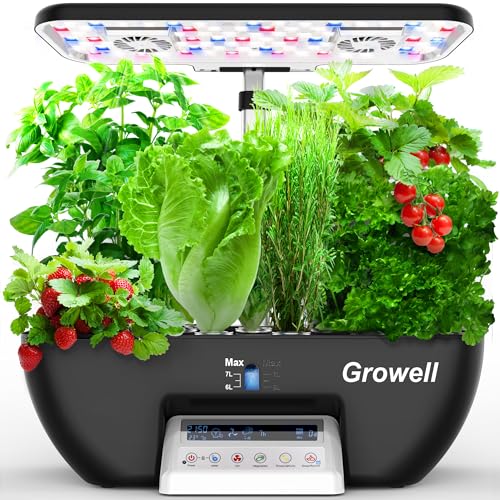 Hydroponics Growing System Kit, 17 Pods Herb Garden with 102 28W Full-Spectrum Grow Lights & 2 Fans, Indoor Garden with Water Pump, 10L Water Tank