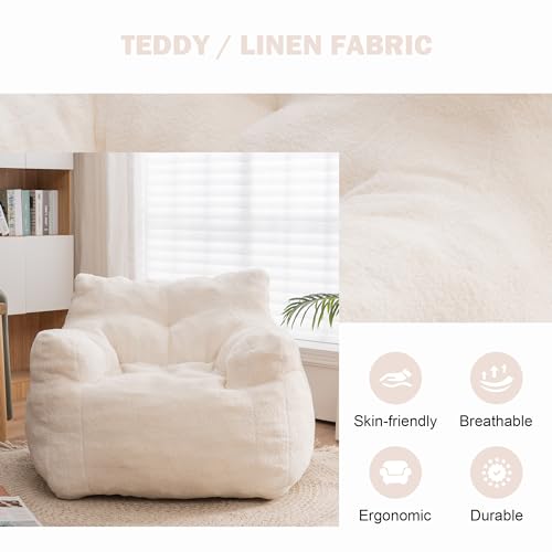 INMOZATA 3FT Bean Bag Chair for Adult Teens Kids(with Filler) Furniture - Soft Teddy Fabric Lazy Sofa Chair