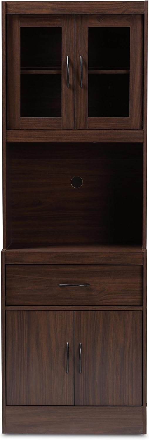 Baxton Studio Kitchen Cabinet, Walnut Brown