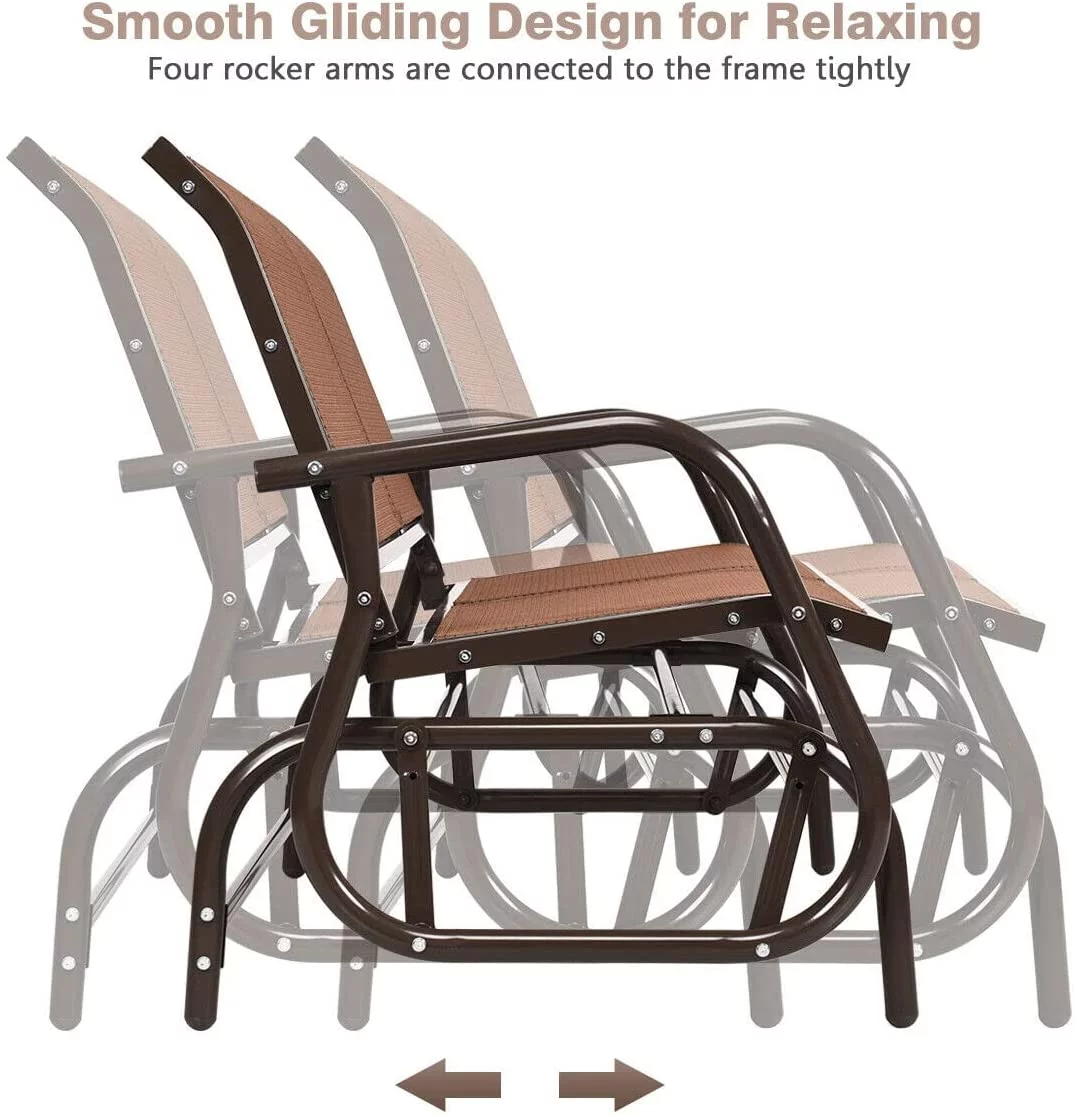 Swing Glider Chair 48 Inch with Spacious Space, 2 People Swing Lounge Glider Chair Cozy Patio Bench Outdoor & Indoor for Patio, Backyard, Poolside