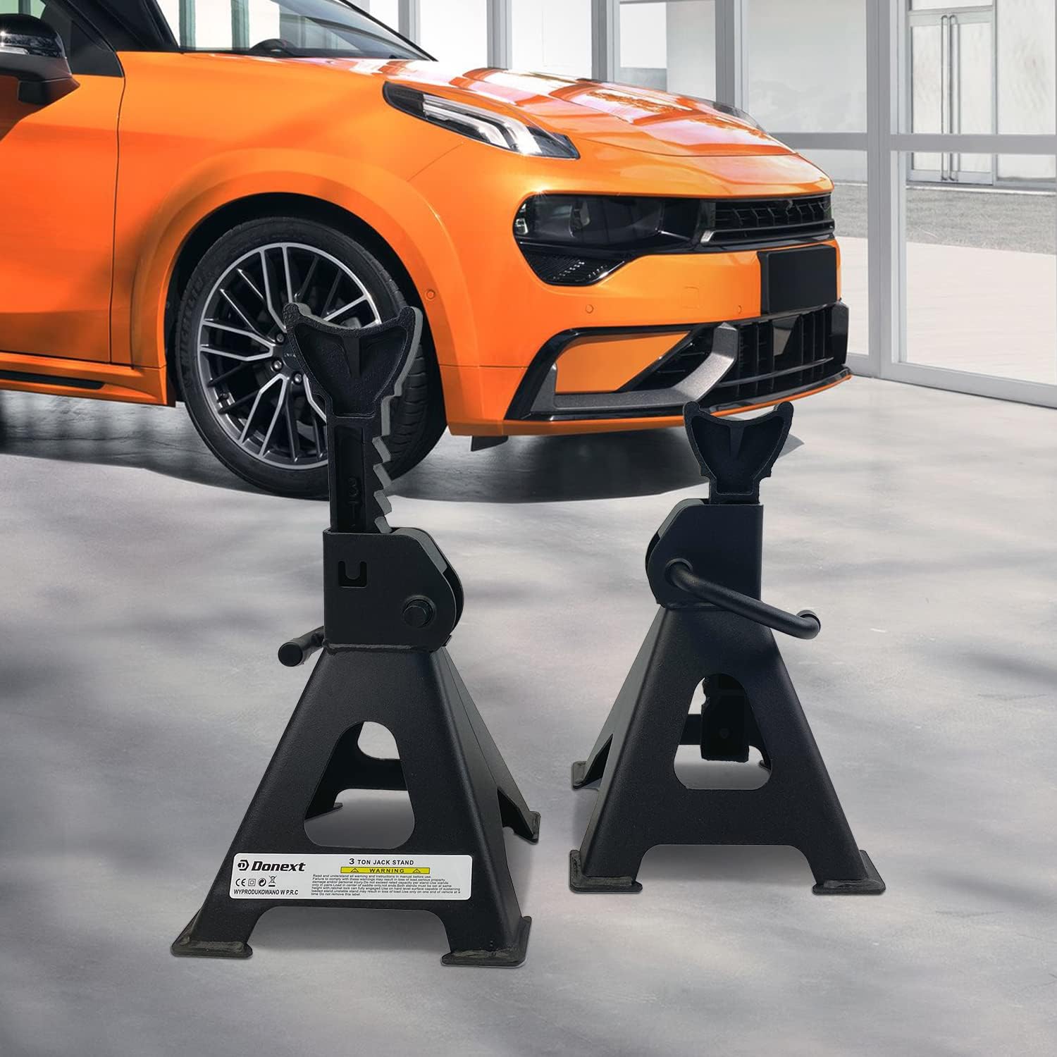 Donext Jack Stand 6 Ton Capacity Steel, Self-Locking Lifting Design Heavy Duty Jack Stands for Auto Vehicle Truck SUV, 1 Pair, Black