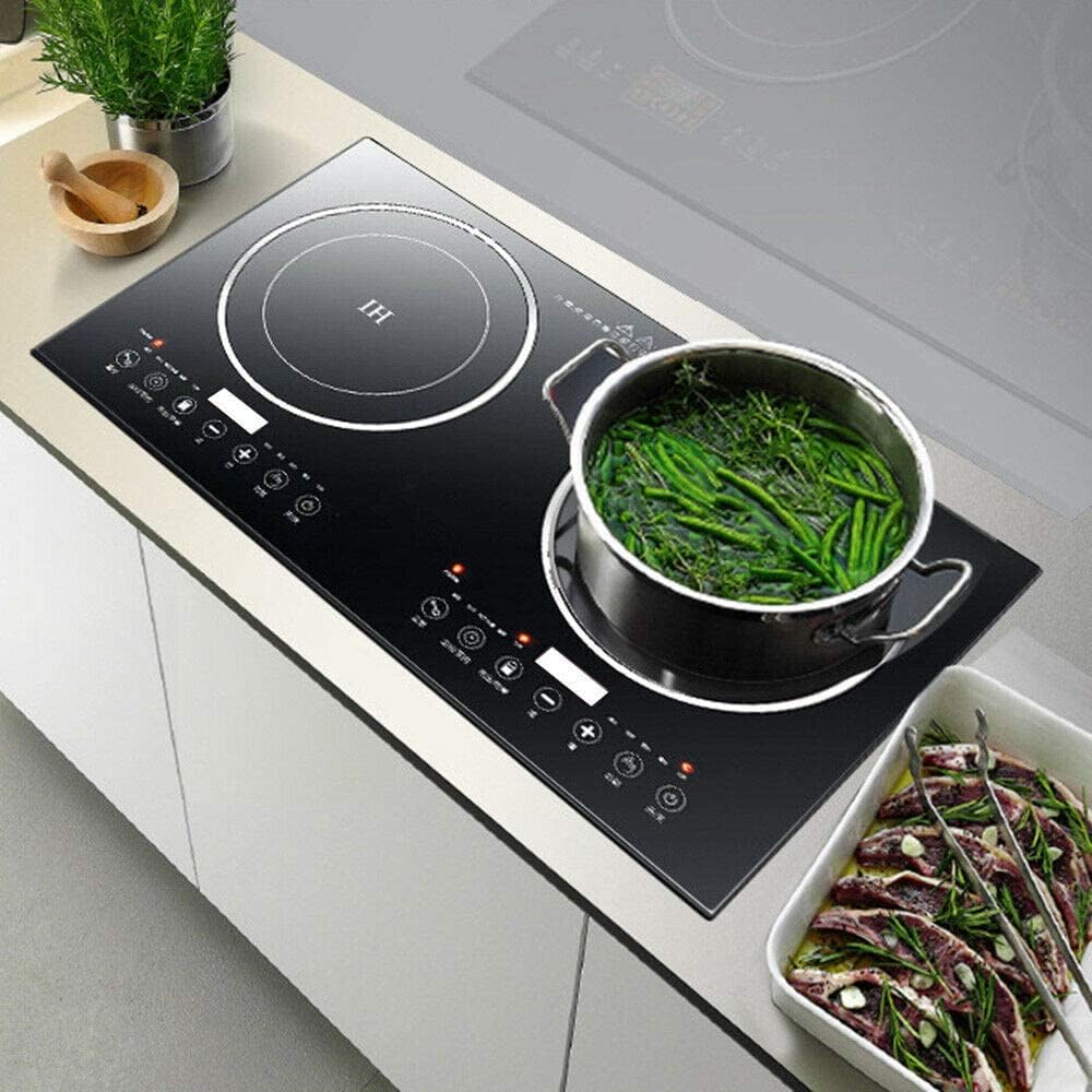 1200W Electric Stove Dual Induction Cooktop Counter Top Burner Digital Magnetic Double Hot Plate Countertop Burner Cooker for Home&Commerical