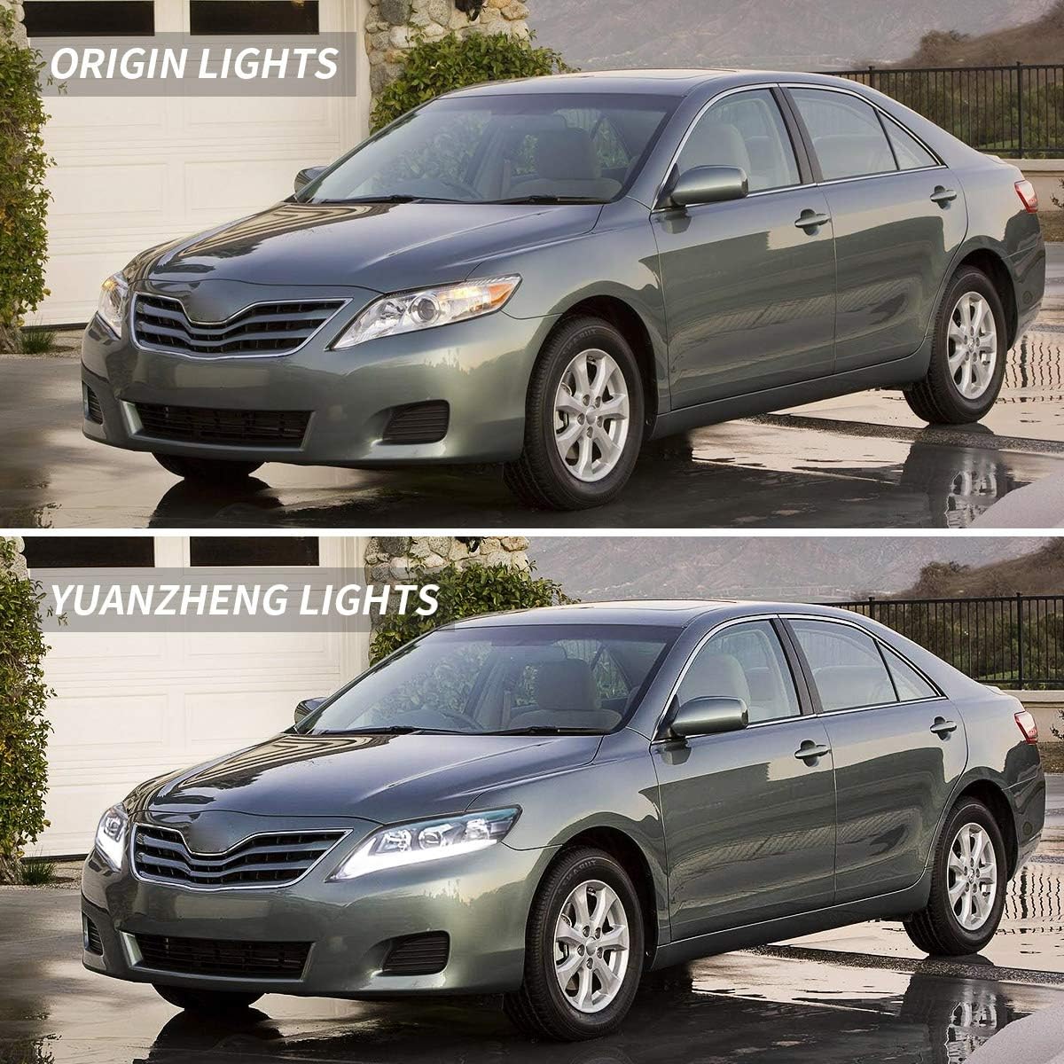 YUANZHENG LED Projector Headlights Compatible for [Toyota Camry 2010 2011] with Sequential Turn Signal DRL LED Light Bars