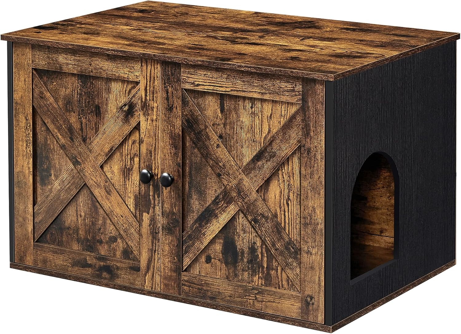 FEANDREA Hidden Cat Litter Box Enclosure, Wooden Cabinet Furniture, Cat Washroom with Doors, Indoor Cat House, Nightstand, End Table