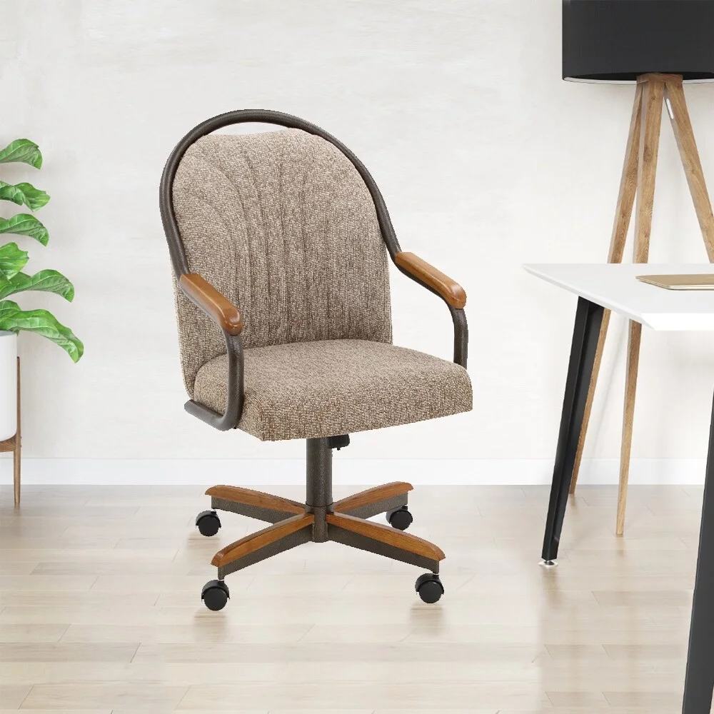 Chromcraft Douglas Caster Dining Chairs in Chestnut, Gray Finish (Set of 2) Chestnut Chestnut Finish - Radiant Selections