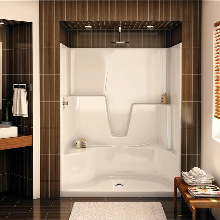 Shower Module 60 Inch AcrylX Biscuit 1 Pieces Left Hand Contoured Corner Seat
