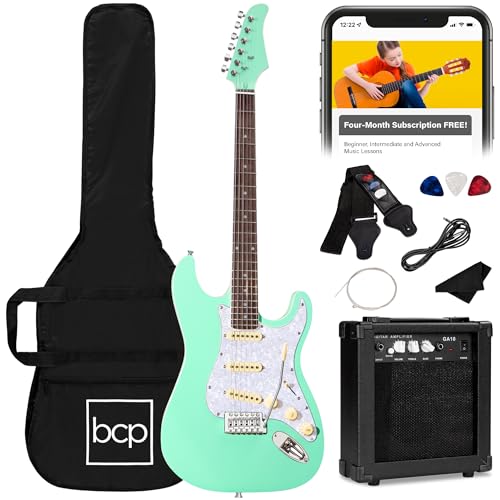 Best Choice Products 39in Full Size Beginner Electric Guitar Starter Kit w/Case, Strap, 10W Amp, Strings, Pick, Tremolo Bar - Sunburst