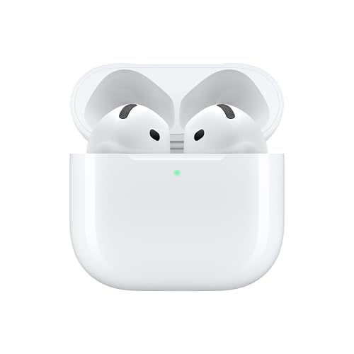 Apple AirPods 4 Wireless Earbuds, Bluetooth Headphones, Personalized Spatial Audio, Sweat and Water Resistant, USB-C Charging Case, H2 Chip