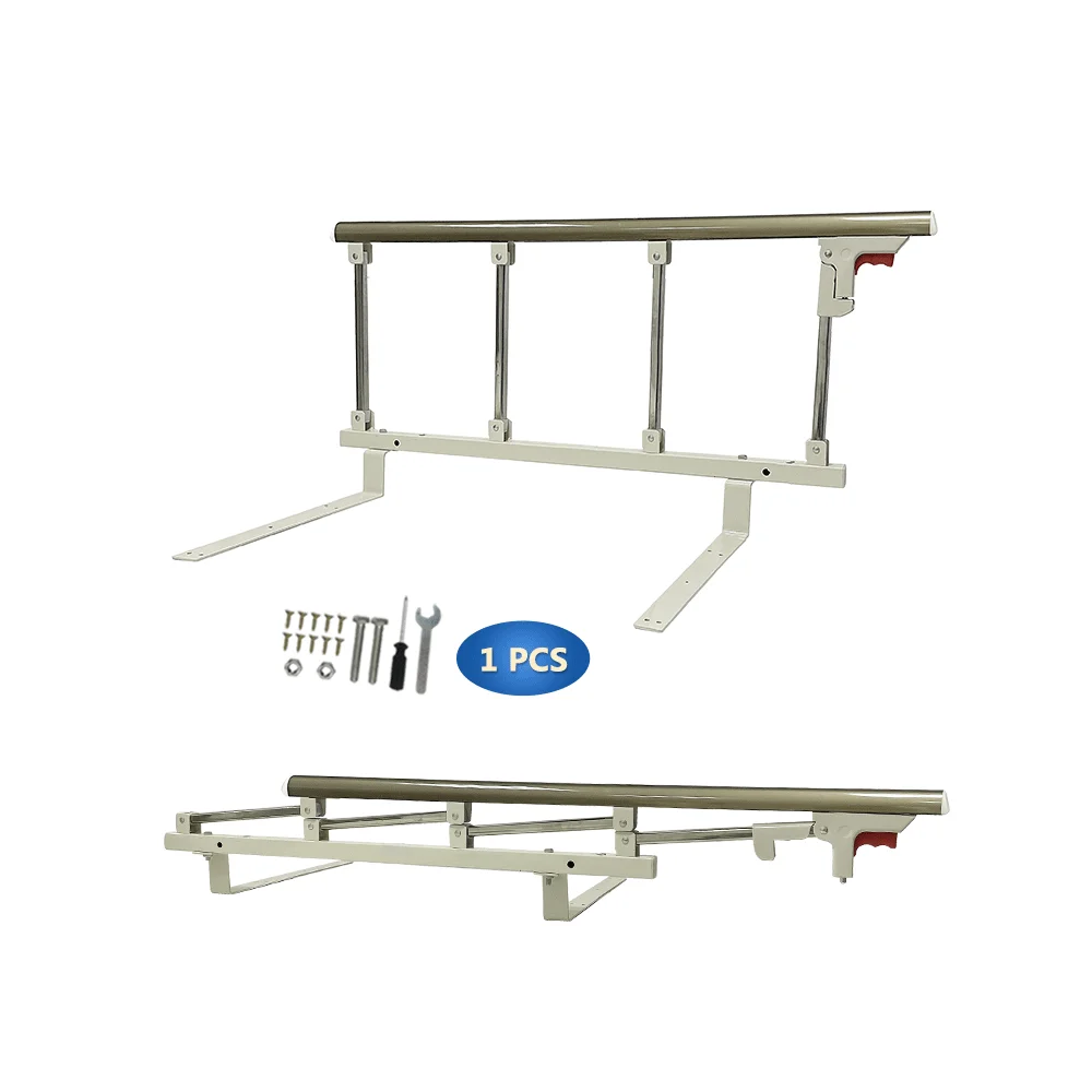 Bed Cane Rails for Elderly Adults Seniors Bed Side Assist Railing Guard Fold Down Medical Handle Grab Bar Adjustable Fall Prevention Safety Bedrail