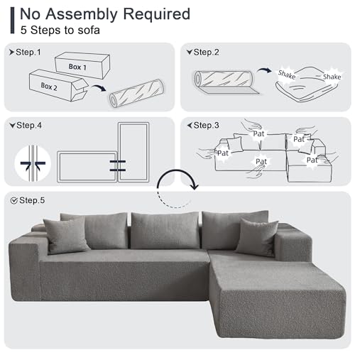 104" Sectional Couches for Living Room, Modular Sectional Sofa with Deep Seat, L-Shape Couch with Chaise, Cloud Couch for Living Room Bedroom