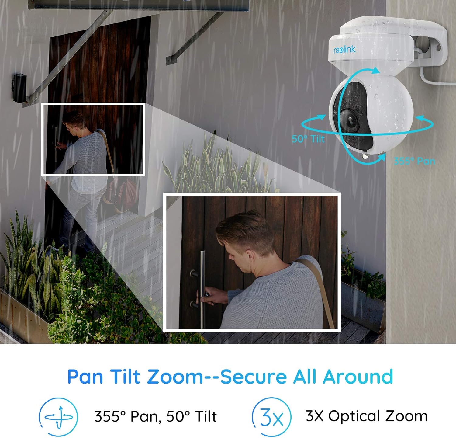 Reolink E1 Outdoor WiFi Camera, 5MP HD PTZ Camera for Home Security, Auto Tracking, Dual Band 2.4/5GHz WiFi, 3X Optical Zoom, Smart Motion Detection