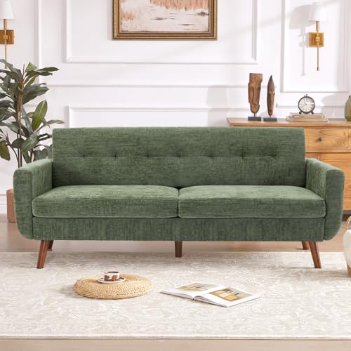 Tbfit L Shaped Couch Sofa, 80" W Mid-Century Modern Sectional Couches, 3 Seater Sofas with Wide Chaise Lounge & Two Pillows