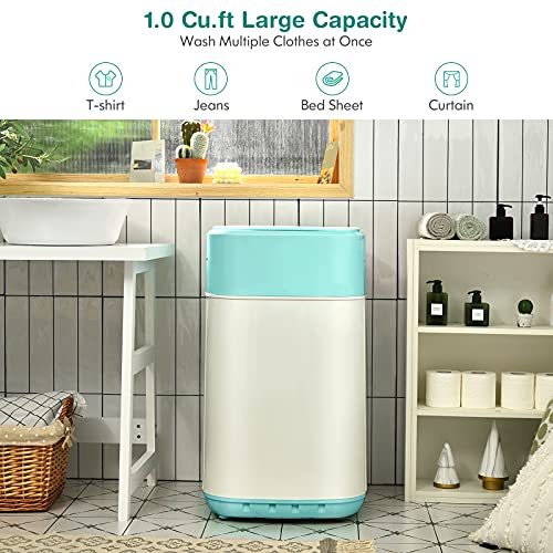 COSTWAY Portable Washing Machine, Built-in Drain Pump, 8Lbs Capacity, Full-Automatic washer with 6 Programs, 6 Water Levels, Child Lock