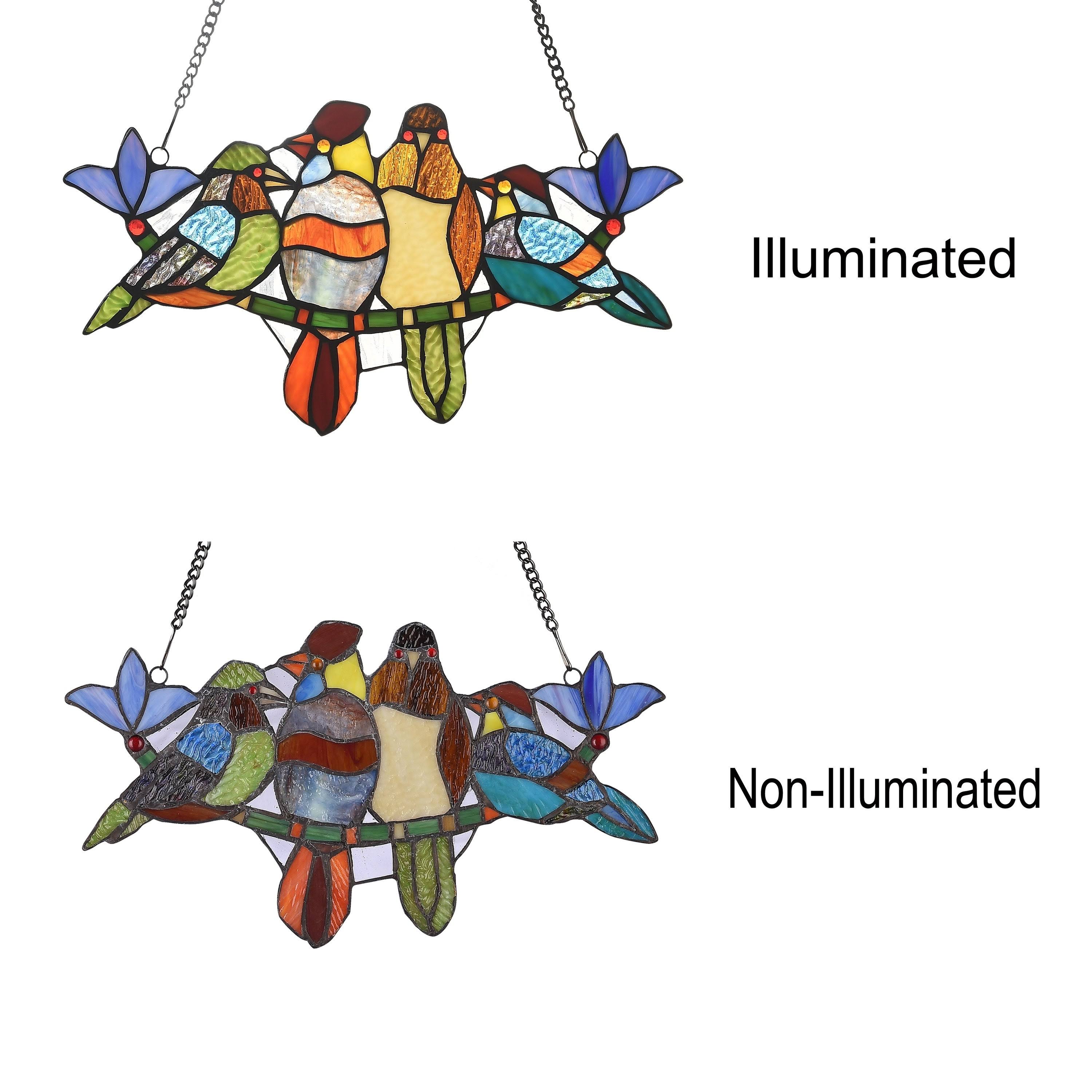 Gracewood Hollow Deffalah 78-Piece Stained Glass Birds Window Suncatcher