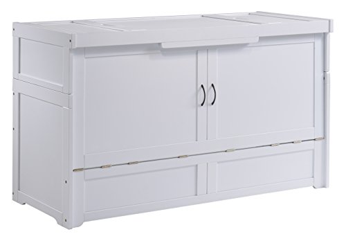 NIGHT & DAY Furniture Murphy Cube Cabinet Bed (White, Queen)