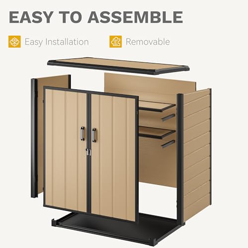 DWVO 5x3ft Resin Outdoor Storage Shed with Floor, Waterproof Lockable Storage Shed with Window, Plastic Outside Tool Storage for Garden, Backyard