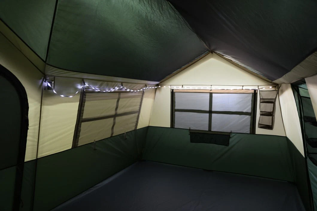 Ozark Trail Hazel Creek 12 Person 3-Room Cabin Tent, 20' x 9' x 84, Green