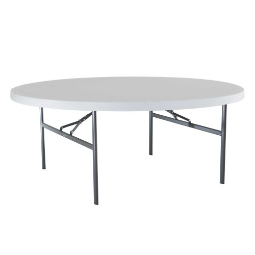 Lifetime 22673 Folding Round Table, 6 Foot, White Granite