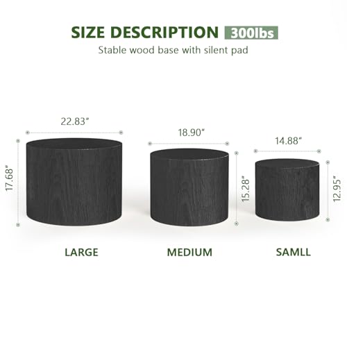Vikiullf Nesting Coffee Table Set of 3, Round Wooden Coffee Tables, Modern Circle Table for Living Room, Bedroom, Accent Side Table