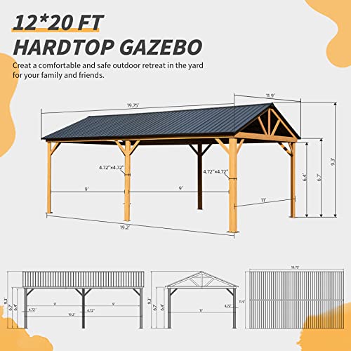 Domi 10’ x 10’ Hardtop Gazebo Metal Frame Canopy with Netting & Curtains