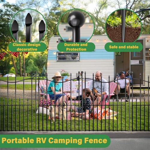8 Panels No Dig Decorative Garden Fence, 40in(H)×17.6ft(L) Heavy-Duty Rustproof Metal Panels, Outdoor Dog Barrier for Yard & Patio, Landscape