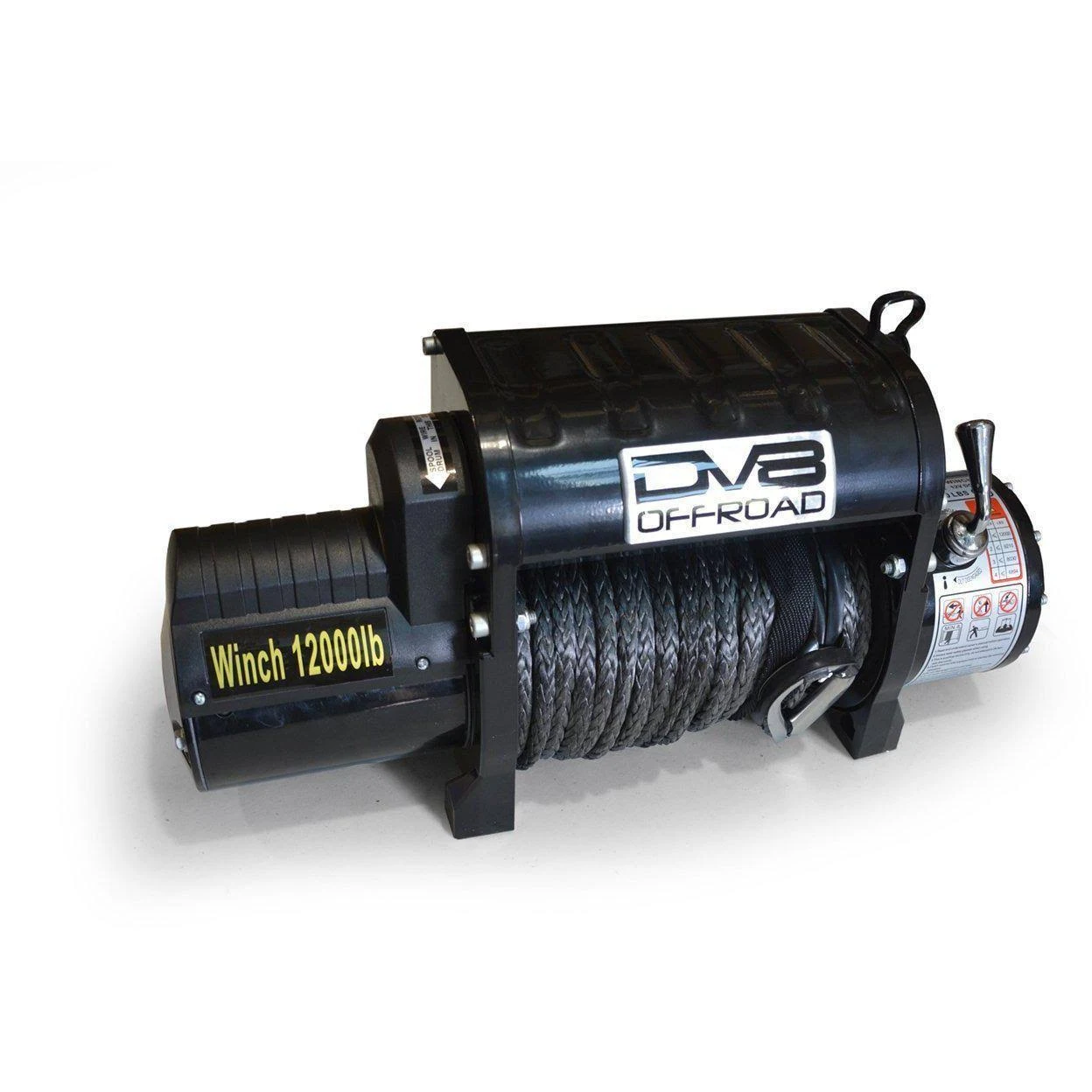 DV8 Offroad WB12SR - 12000 lb Winch w/ Synthetic Line u0026 Wireless Remote - Black