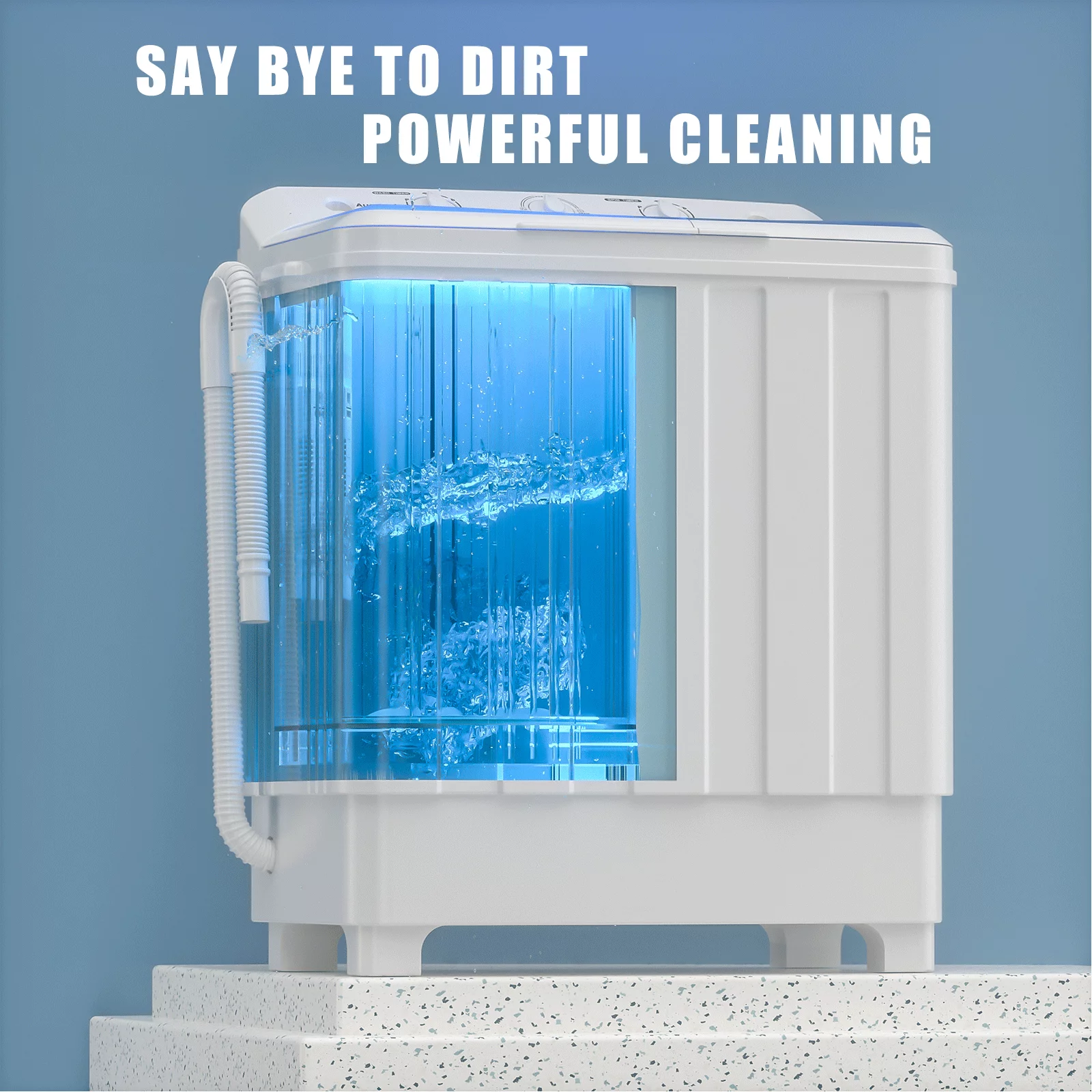 Auertech Portable Washing Machine 28lbs Mini Twin Tub Semi-Automatic Washer Spinner Combo with Drain Pump