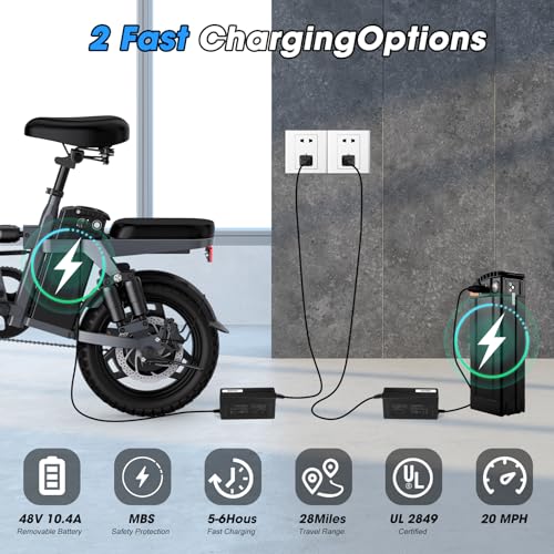 Electric Bike for Adults,14" Folding Adult E Bike with 500W Motor,20 mph,28 Miles Range,Advanced 9-Point Suspension & Pro-Level 44.99% Brake Ratio